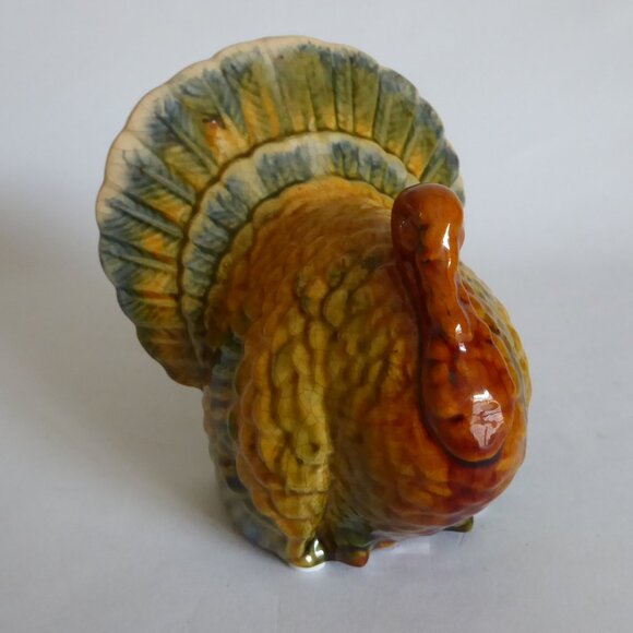 VINTAGE HAND PAINTED CERAMIC TURKEY STATUE FIGURE TABLE DECOR (PRE-OWNED) - Picture 1 of 7